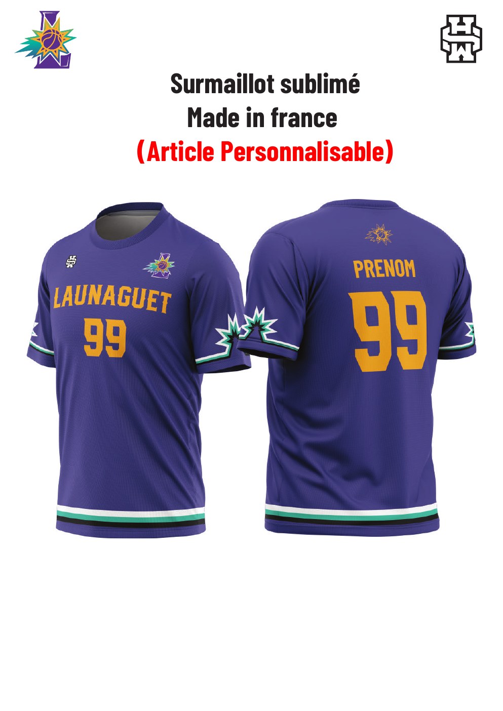 Surmaillot sublimé du Launaguet Basket Club